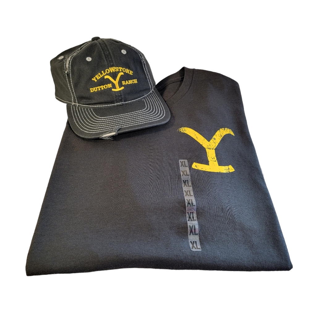 Yellowstone Dutton Ranch Promotional T-Shirt Tee Baseball Cap Hat Bundle NWT XL